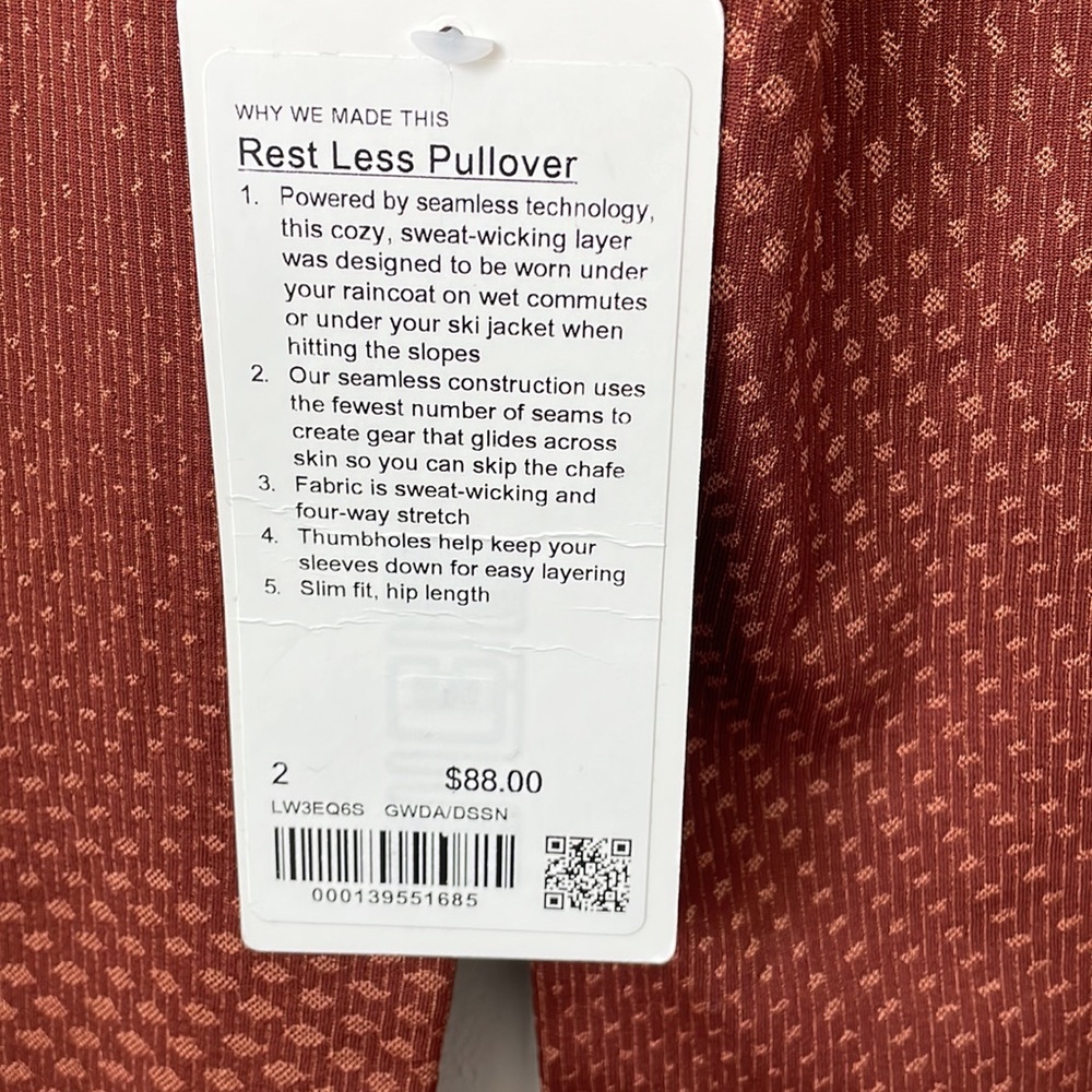 NWT Lululemon Rest Less Pullover Grid Warp Date Brown / Desert Sun Size 2 - Picture 3 of 10